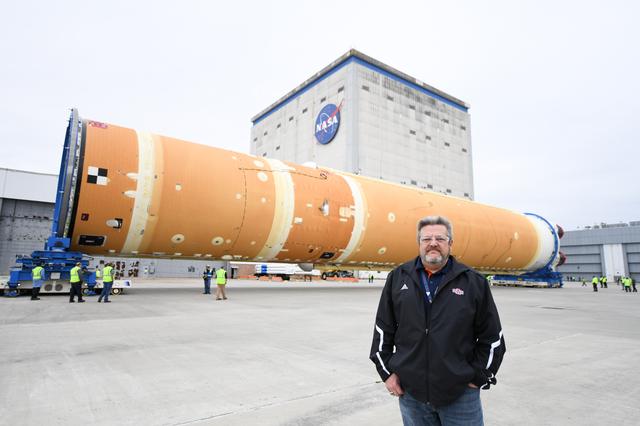 NASA image: NASA Prepares Artemis I SLS Rocket Stage for Move to Pegasus Barge